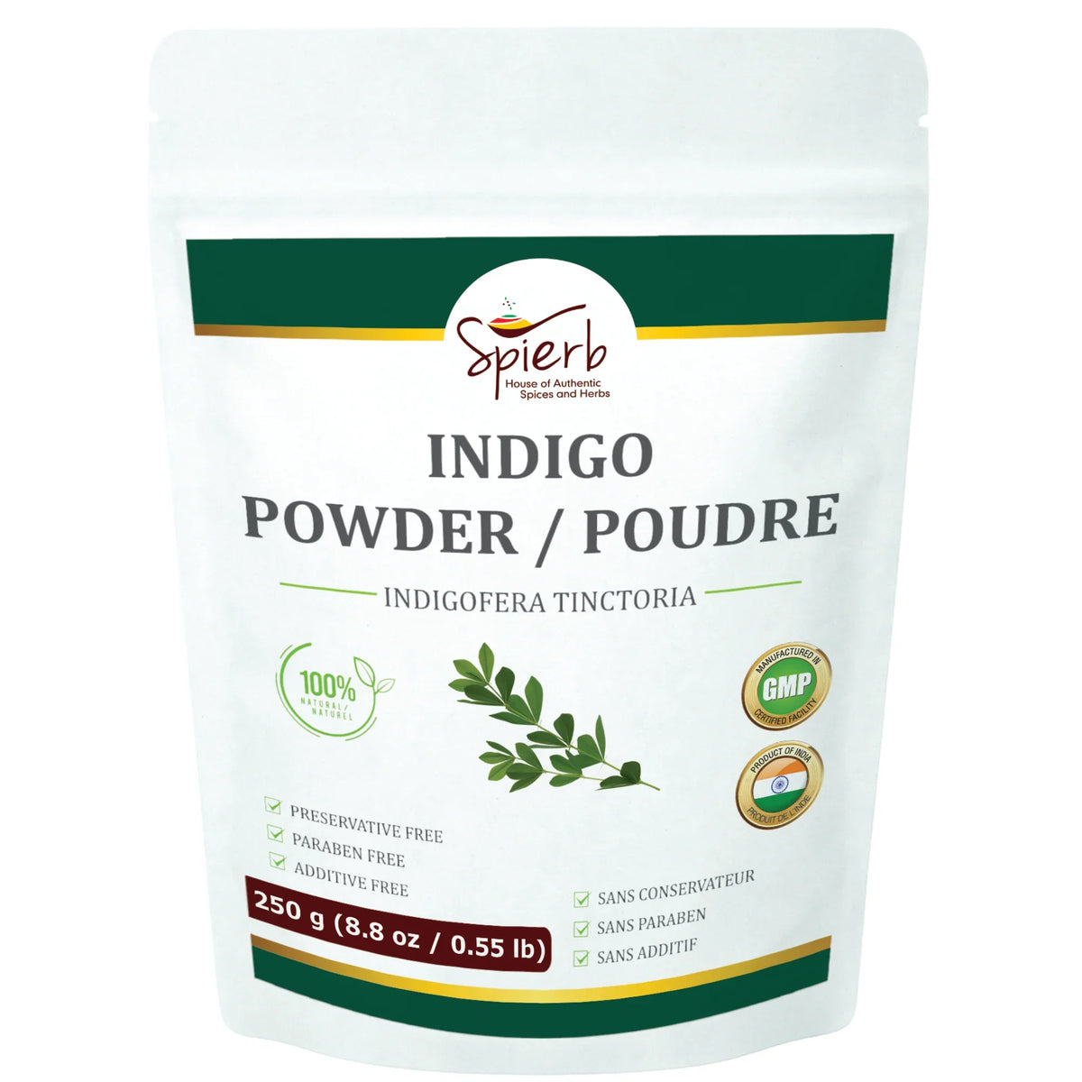 Spierb Indigo Leaf Powder - 250g - Front Pouch