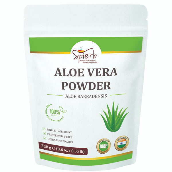Front of a Spierb Aloe Vera Powder pouch