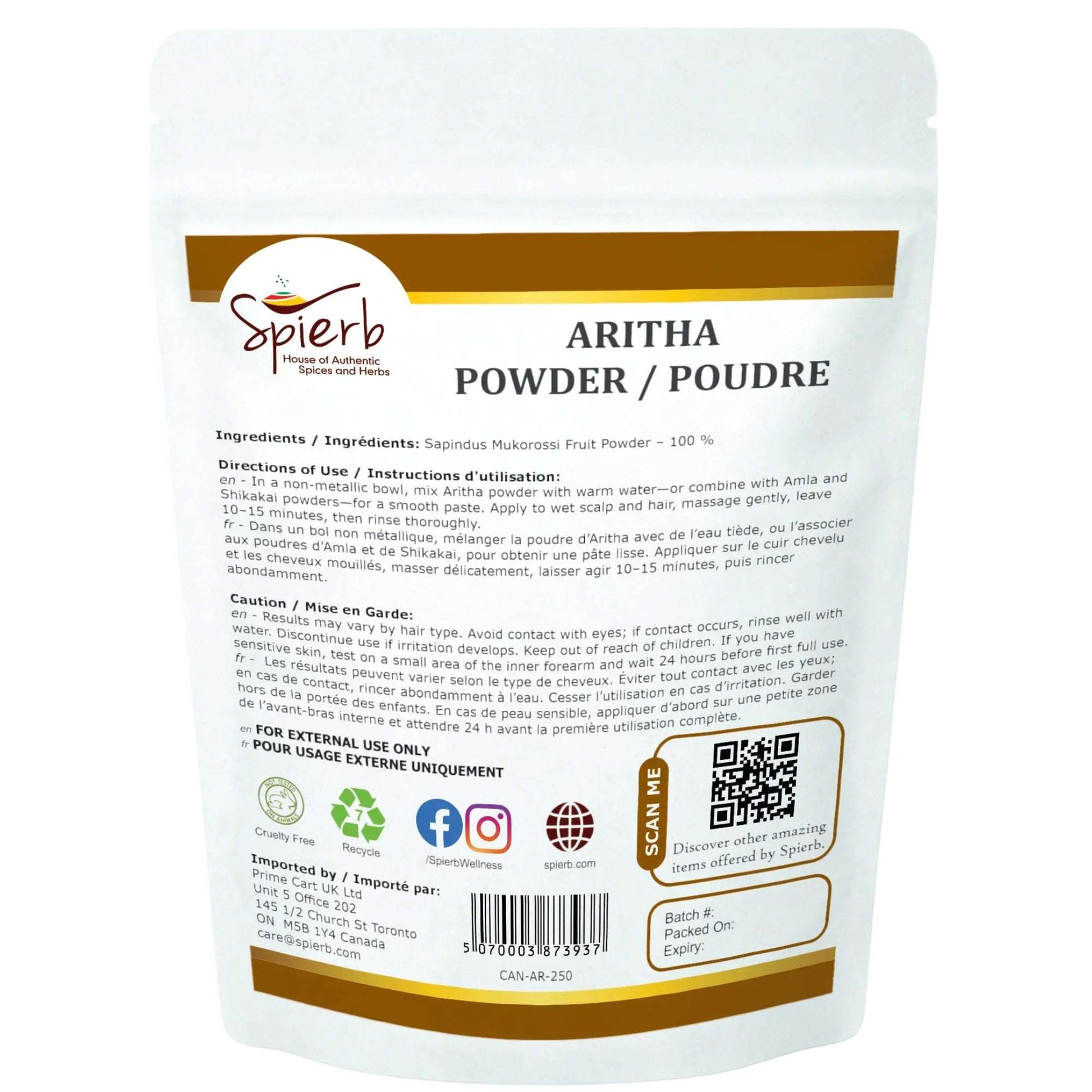 Spierb Aritha Powder - 250g - Back Pouch