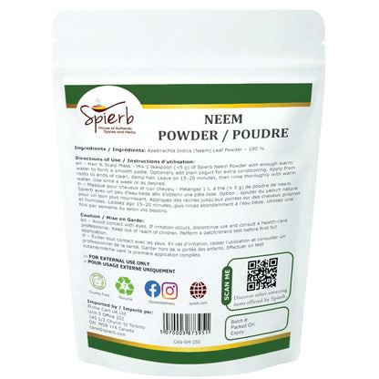 Spierb Neem Leaf Powder - 250g - Back Pouch